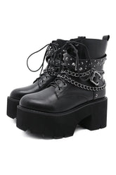 Gothic Black Rivets Ankle Boots